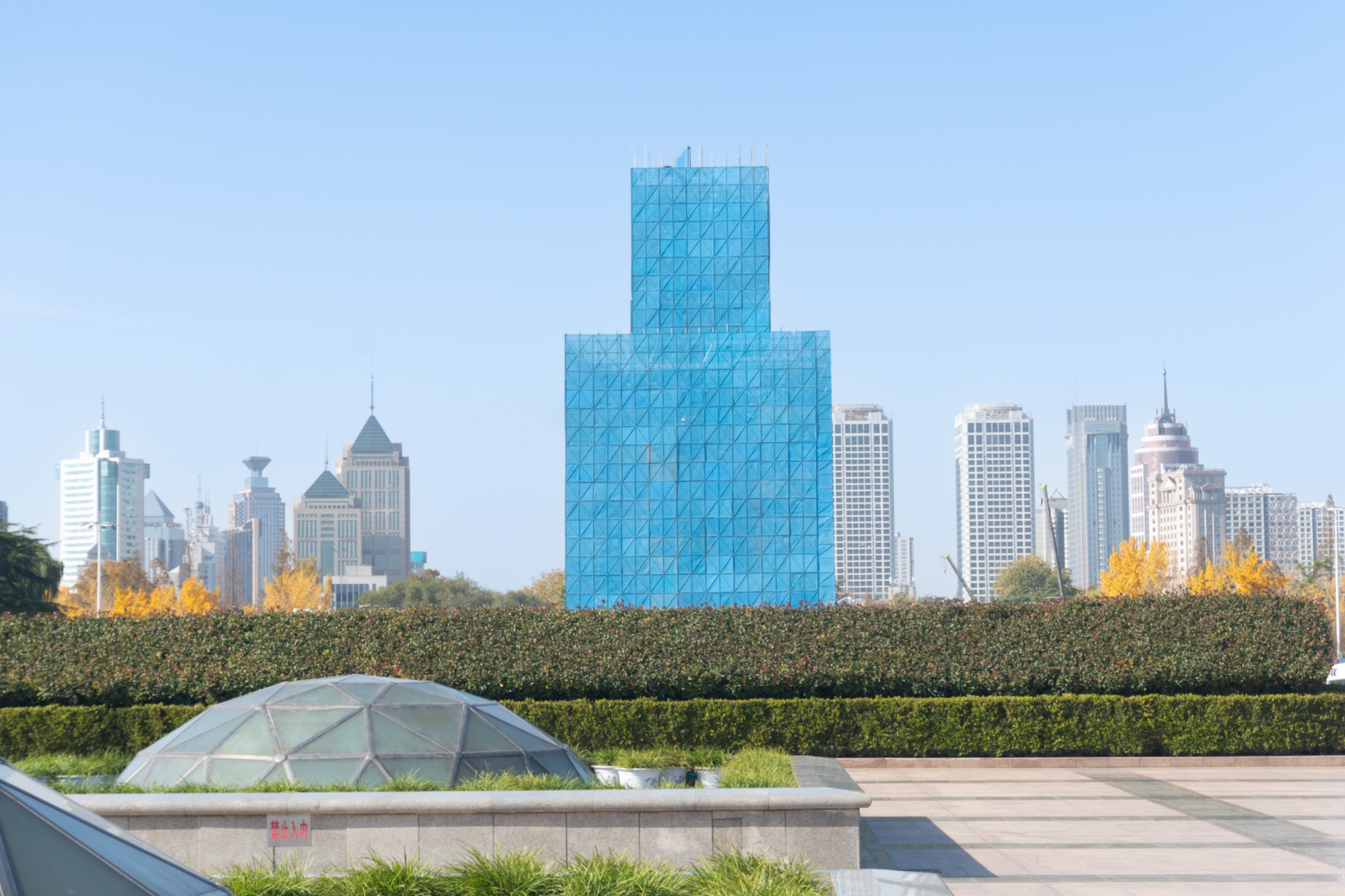 濟南泉城廣場泉標維護中 預計月底完工