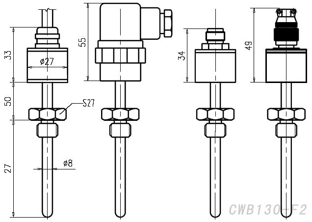 CWB130直接電纜溫度變送器外形圖 CWB130直接電纜溫度變送器外形圖