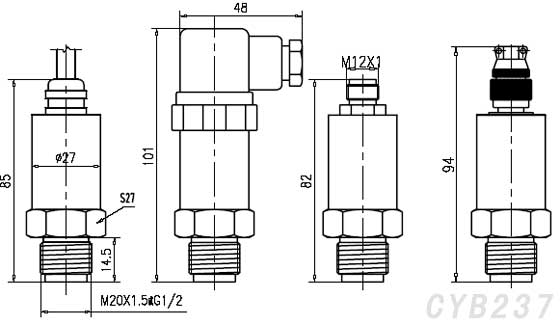 CYB237衛生型平膜外形尺寸 CYB237衛生型平膜外形尺寸