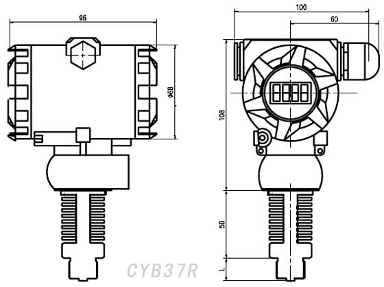 CYB37R高溫防爆壓力變送器外形尺寸 CYB37R高溫防爆壓力變送器外形尺寸