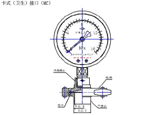 YM-MC型隔膜壓力表外形圖 YM-MC型隔膜壓力表外形圖