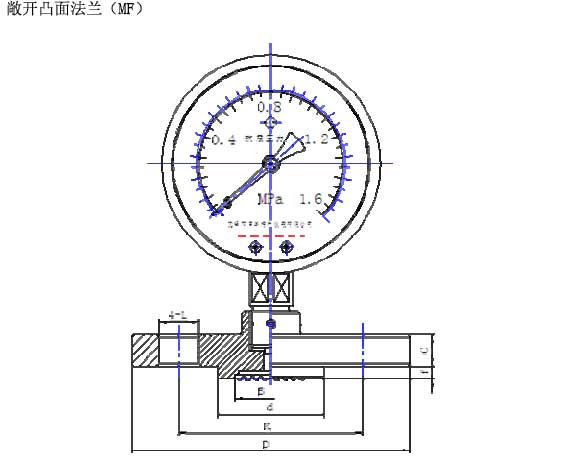 YM-MF型隔膜壓力表外形圖 YM-MF型隔膜壓力表外形圖